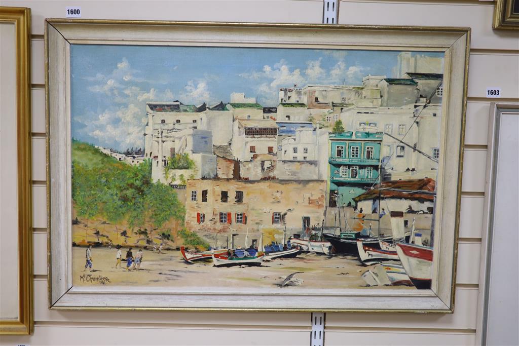 M. Chandler, oil on canvas, Albufeira, Algarve, Portugal, signed and dated 74, 50 x 75cm